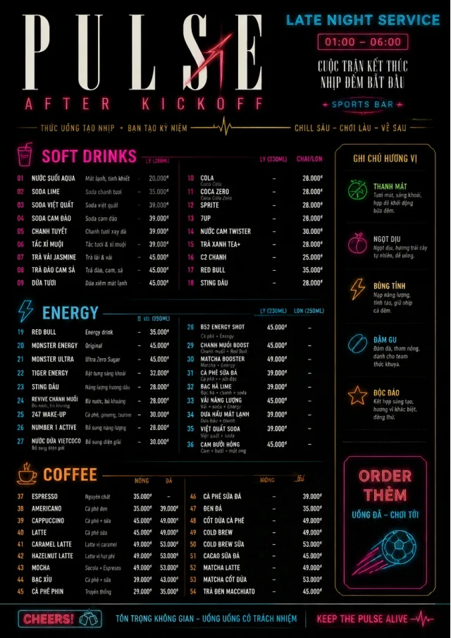 Late Night Service sports-bar-menu menu template preview