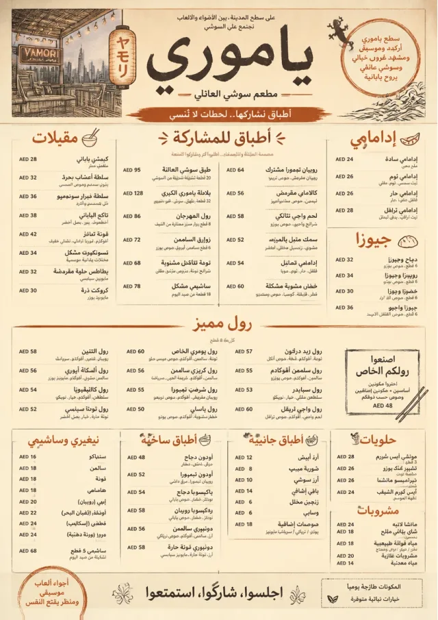 Family Style Feast sushi-menu menu template preview