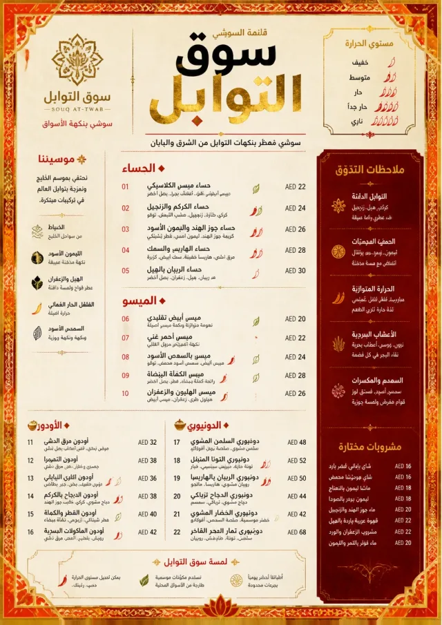 Spice Market Bold sushi-menu menu template preview