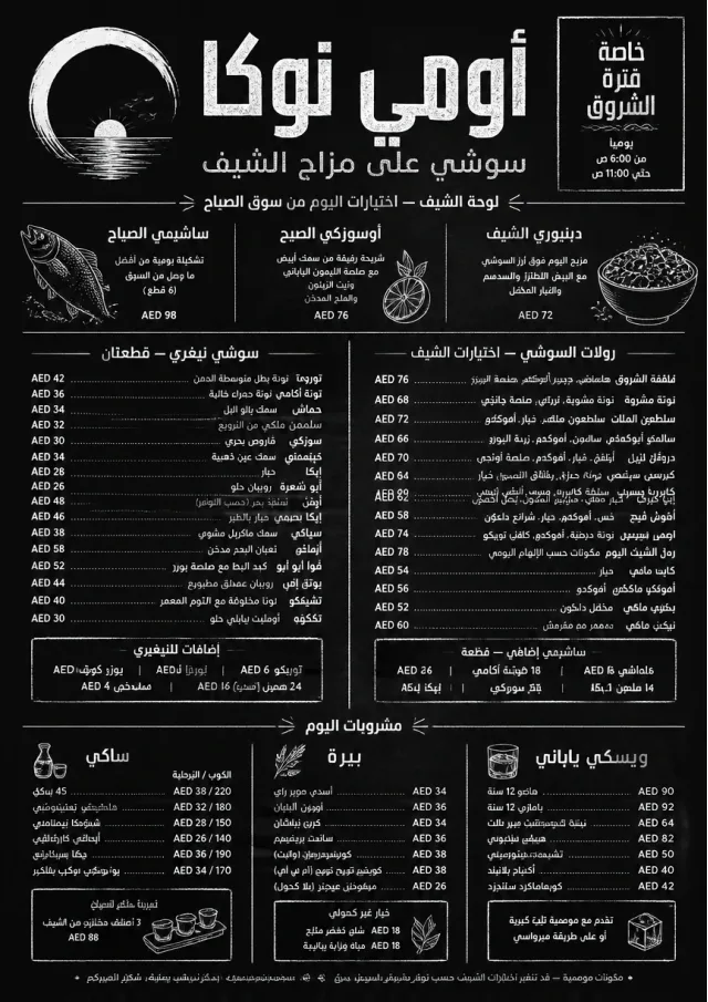 Chef Specials Board sushi-menu menu template preview