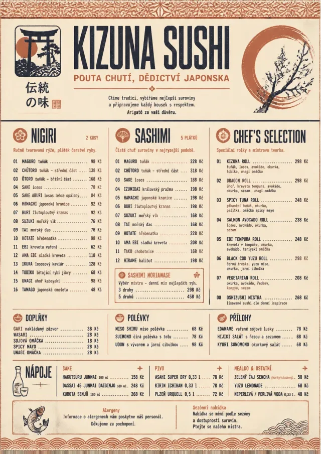 Heritage Tradition sushi-menu menu template preview
