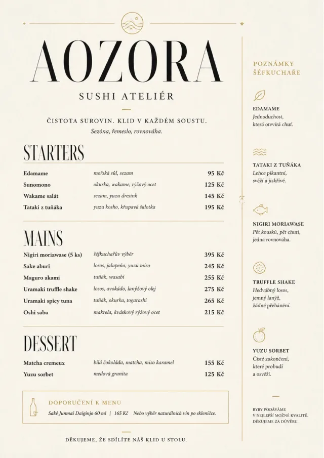 Chef Carte Brève sushi-menu menu template preview