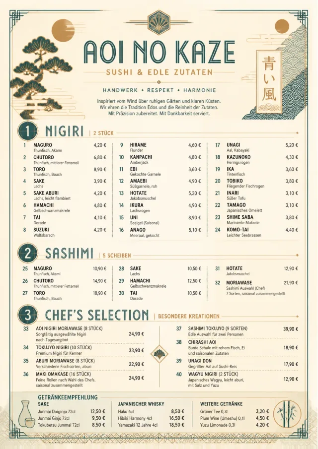 Heritage Tradition sushi-menu menu template preview