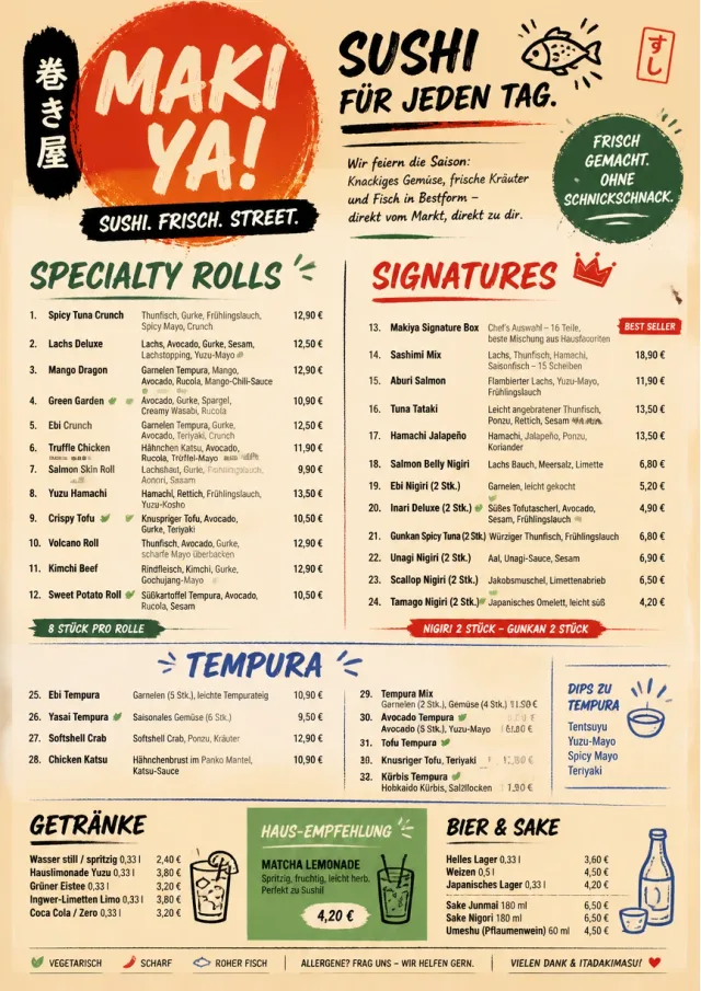 Street Stall Energy sushi-menu menu template preview