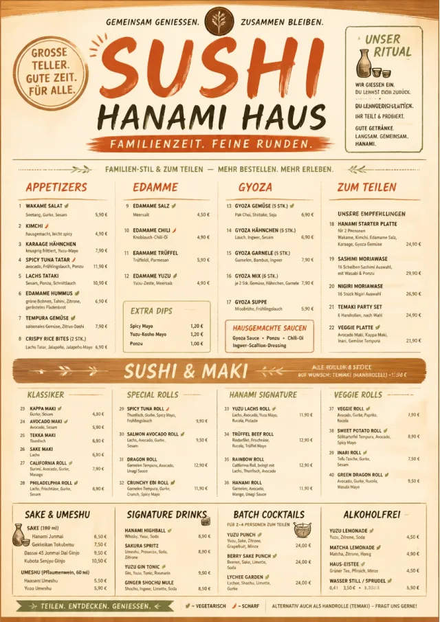 Family Style Feast sushi-menu menu template preview