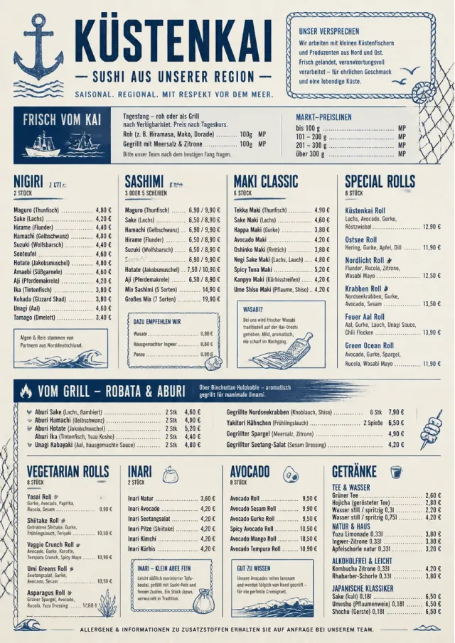 Coastal Regional sushi-menu menu template preview