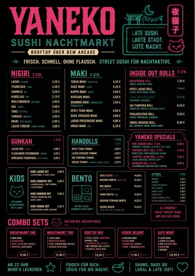 Night Market Neon sushi-menu menu template preview