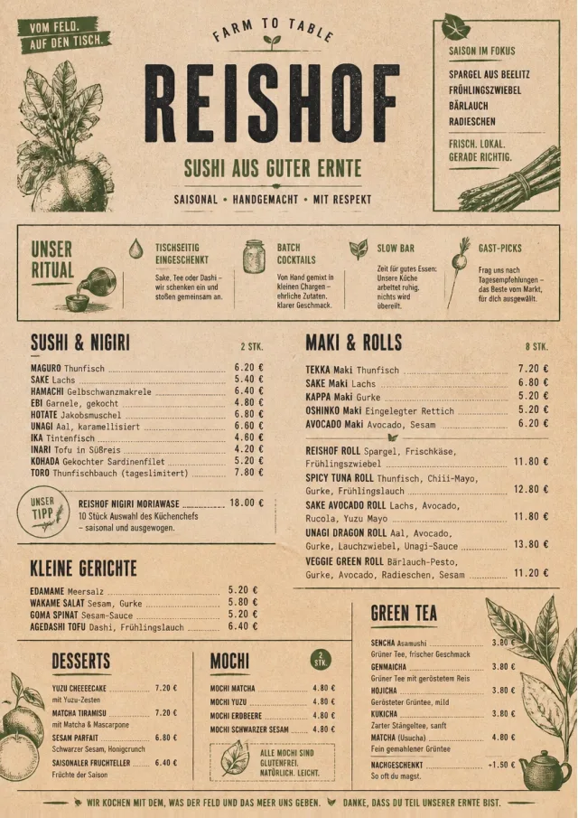 Farm Table Rustic sushi-menu menu template preview