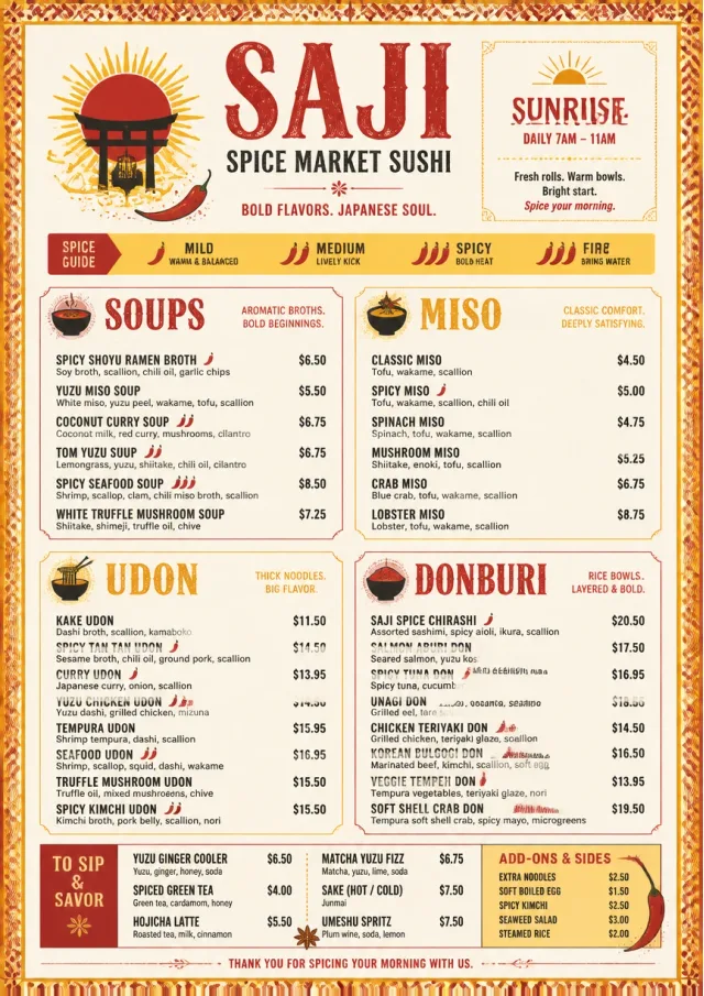 Spice Market Bold sushi-menu menu template preview
