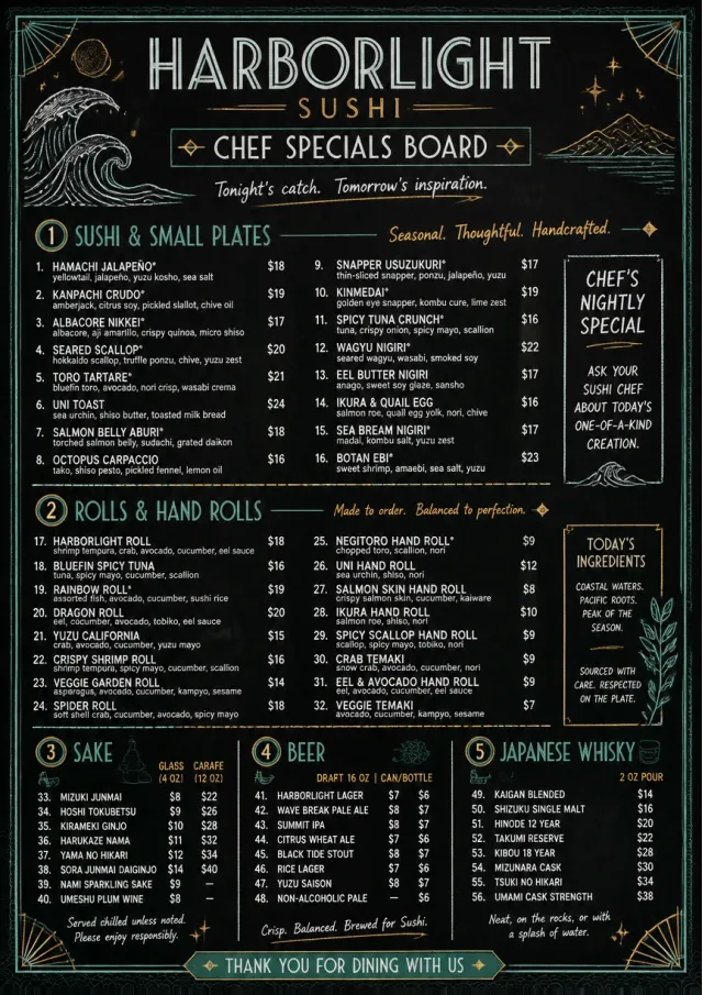 Chef Specials Board sushi-menu menu template preview