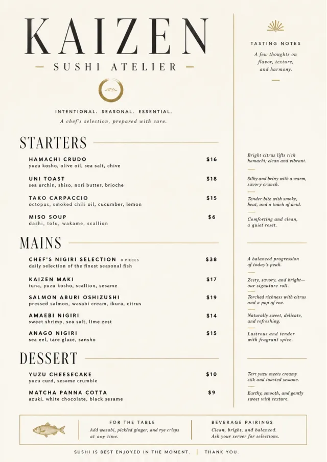 Chef Carte Brève sushi-menu menu template preview