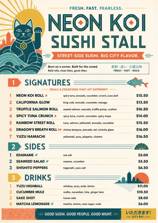 Street Stall Flyer sushi-menu menu template preview