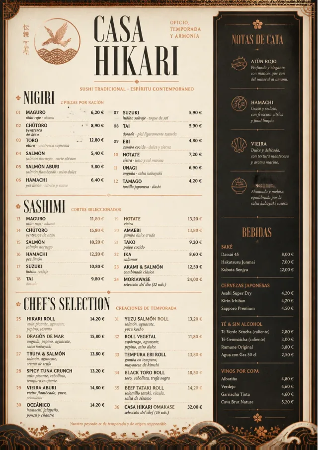 Heritage Tradition sushi-menu menu template preview