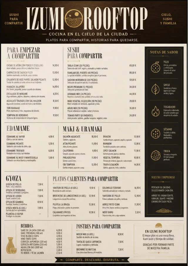 Family Style Feast sushi-menu menu template preview