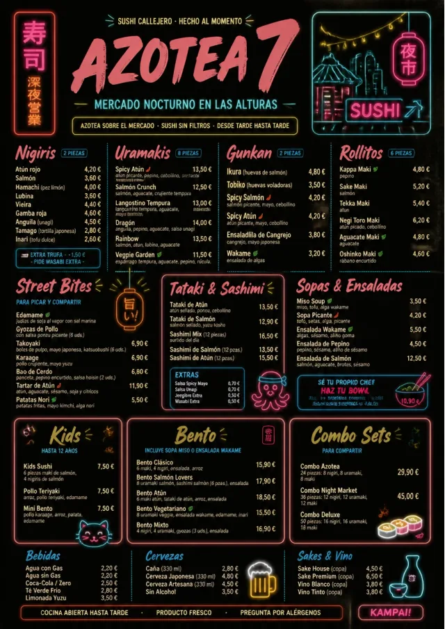 Night Market Neon sushi-menu menu template preview