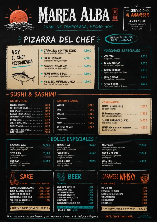 Chef Specials Board sushi-menu menu template preview