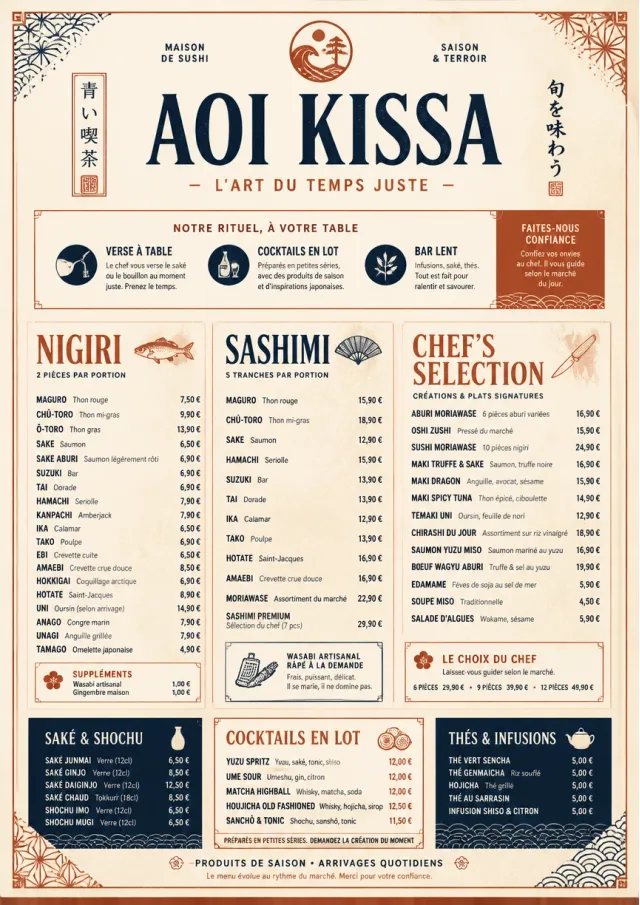 Heritage Tradition sushi-menu menu template preview