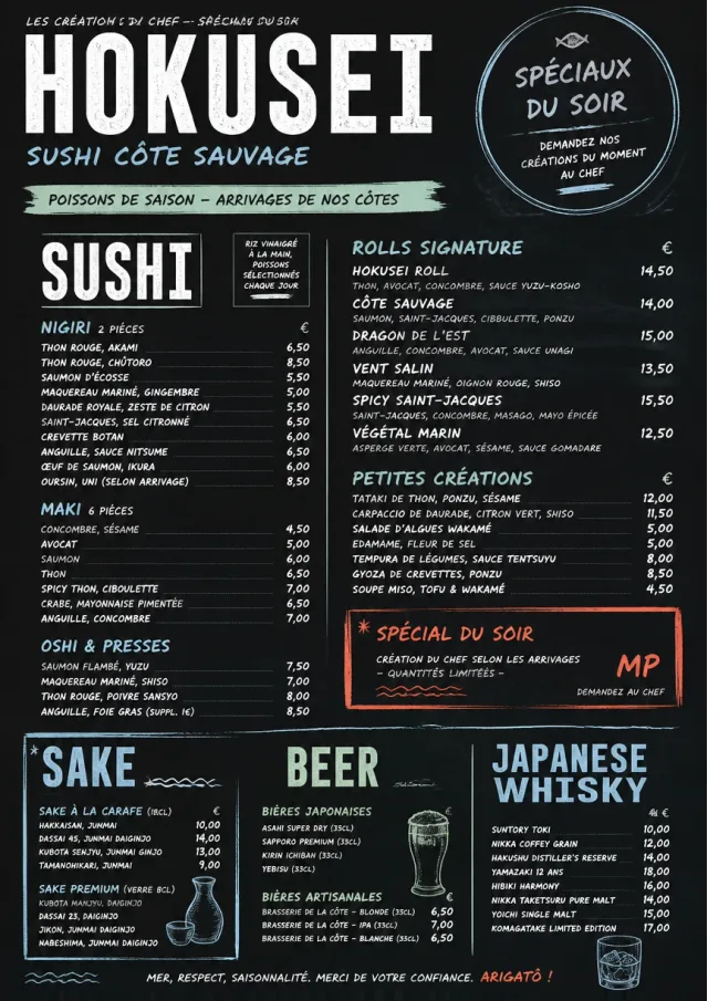 Chef Specials Board sushi-menu menu template preview