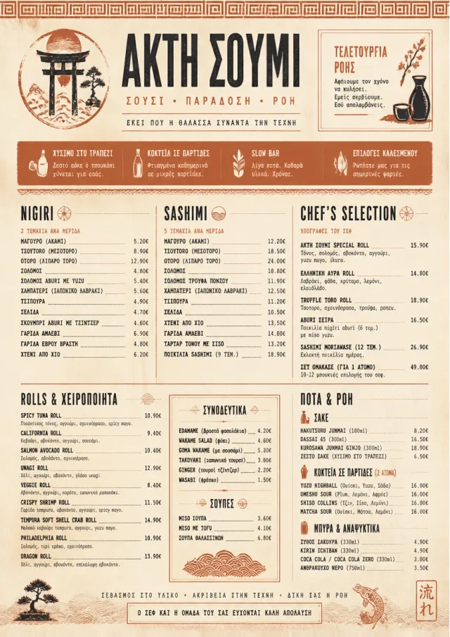 Heritage Tradition sushi-menu menu template preview