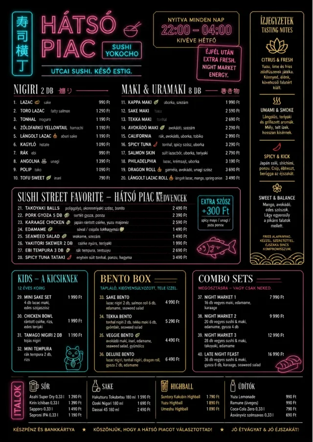 Night Market Neon sushi-menu menu template preview