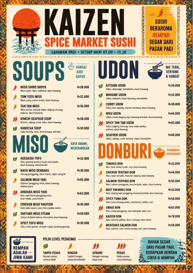 Spice Market Bold sushi-menu menu template preview