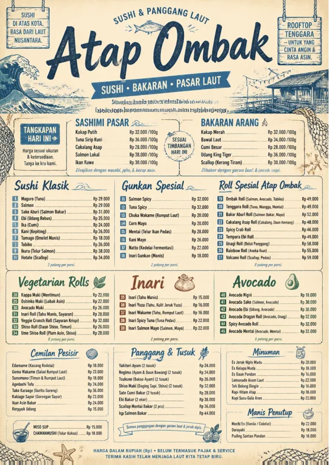 Coastal Regional sushi-menu menu template preview