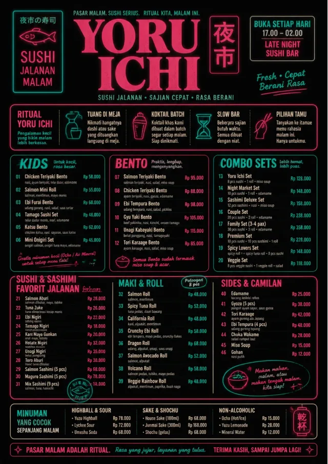 Night Market Neon sushi-menu menu template preview