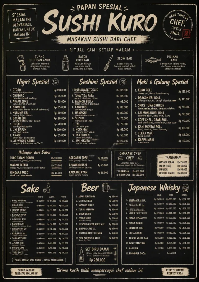 Chef Specials Board sushi-menu menu template preview