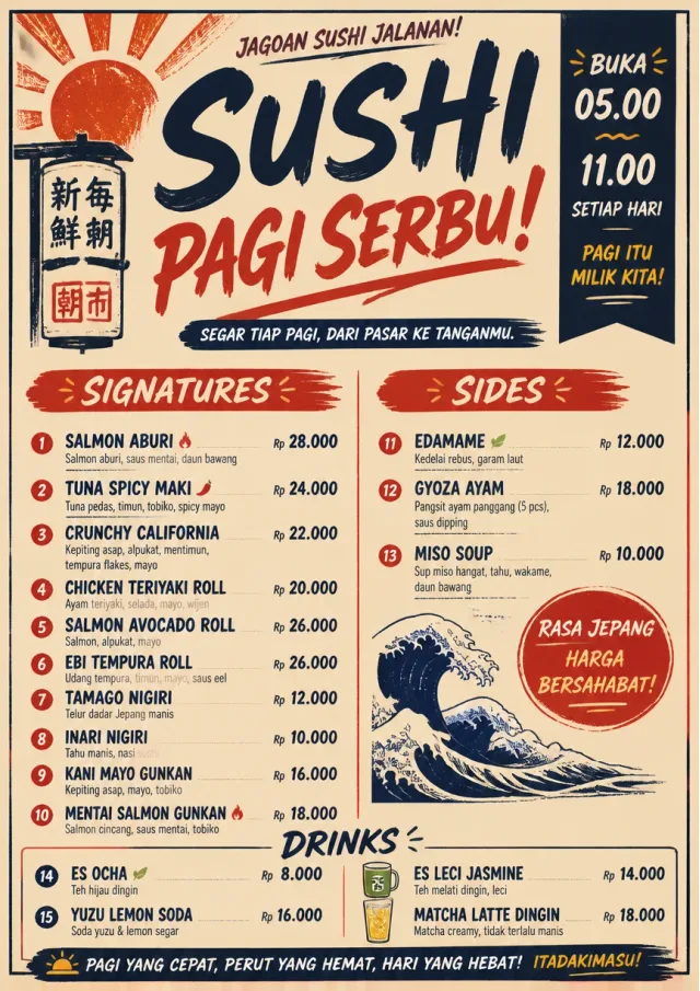 Street Stall Flyer sushi-menu menu template preview