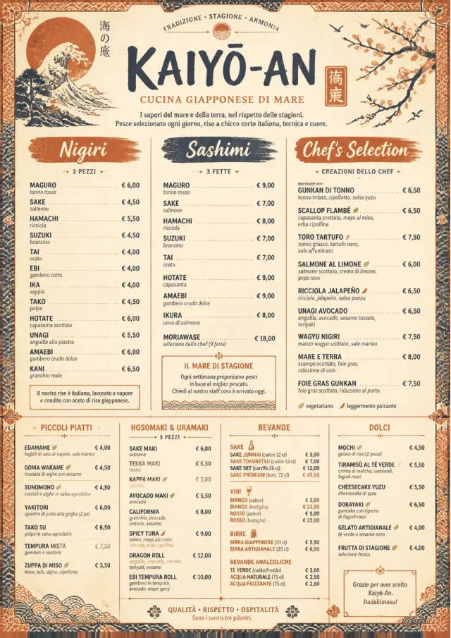 Heritage Tradition sushi-menu menu template preview