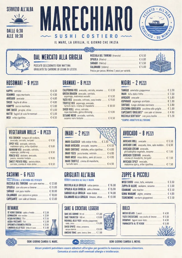 Coastal Regional sushi-menu menu template preview