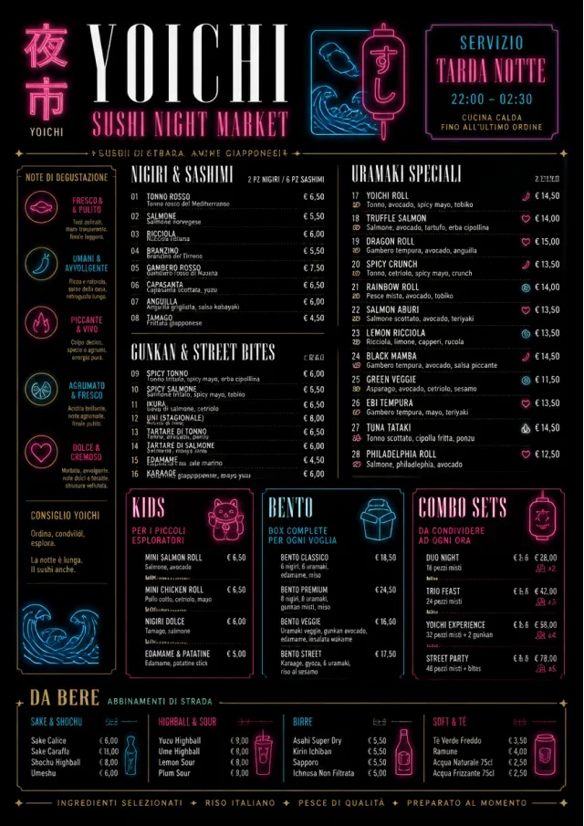 Night Market Neon sushi-menu menu template preview