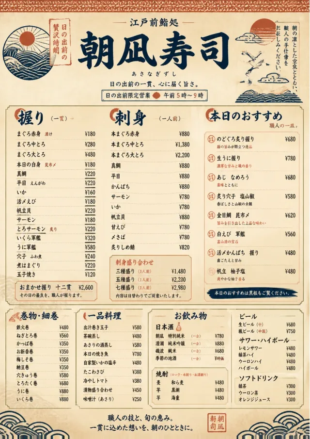 Heritage Tradition sushi-menu menu template preview