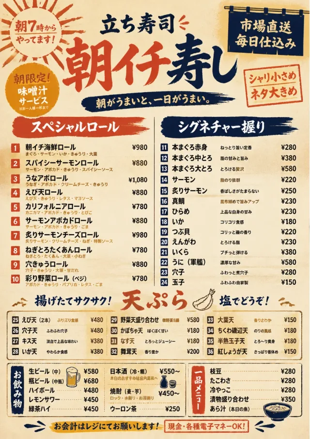 Street Stall Energy sushi-menu menu template preview