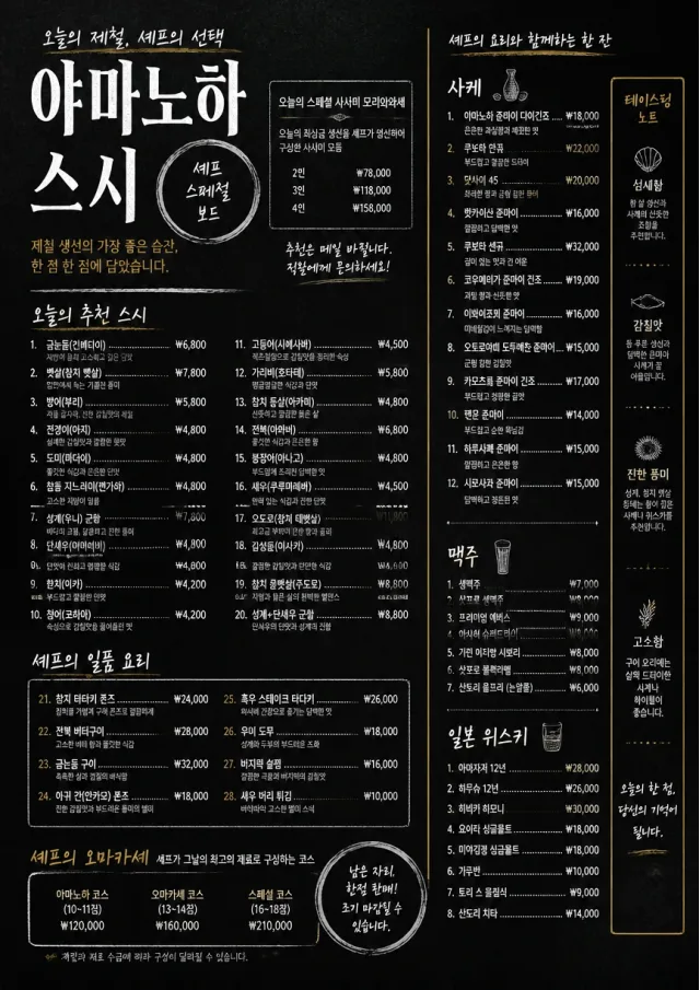 Chef Specials Board sushi-menu menu template preview