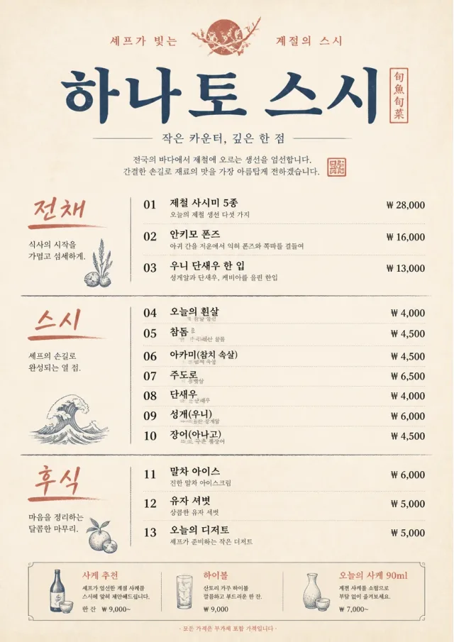Chef Carte Brève sushi-menu menu template preview