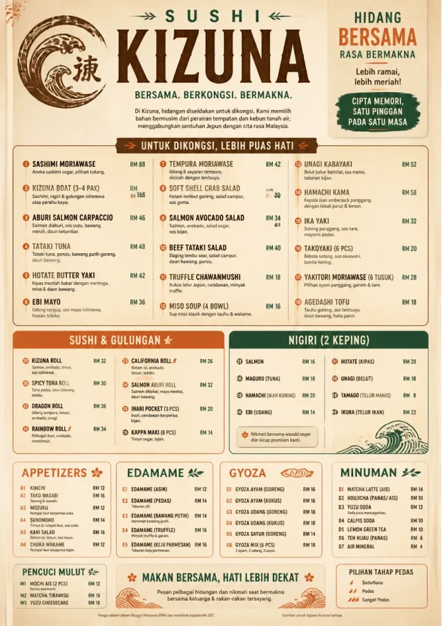 Family Style Feast sushi-menu menu template preview