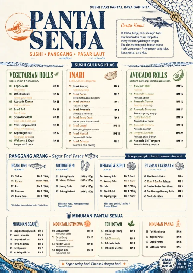 Coastal Regional sushi-menu menu template preview