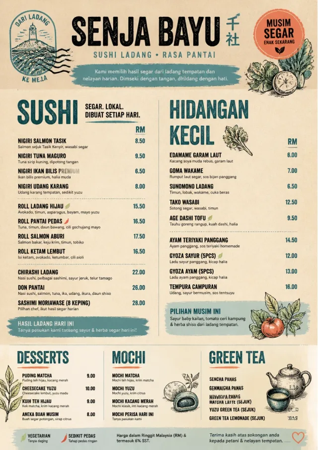 Farm Table Rustic sushi-menu menu template preview