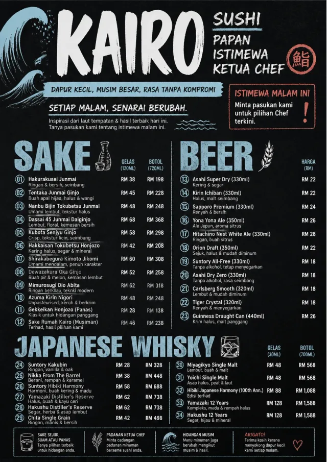 Chef Specials Board sushi-menu menu template preview