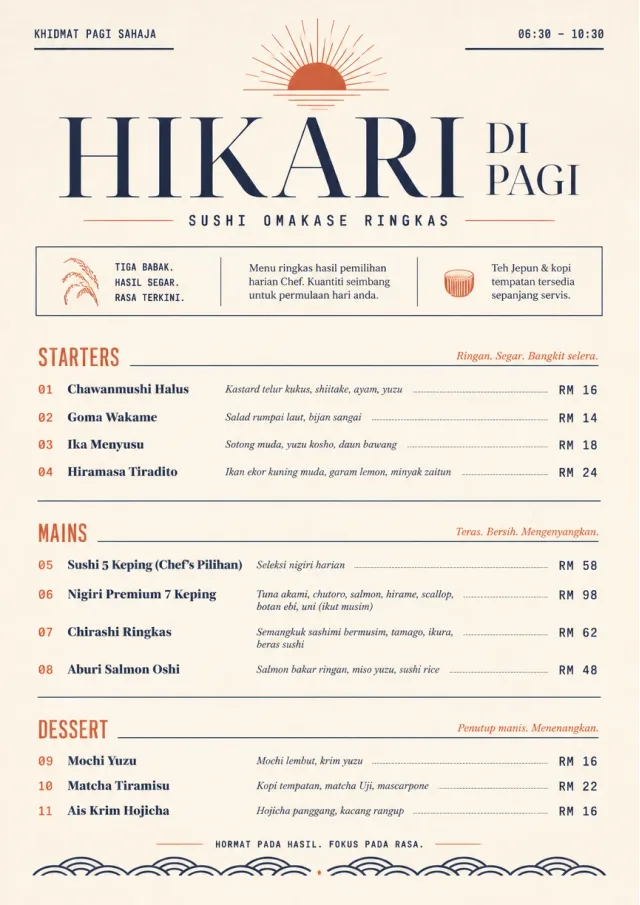 Chef Carte Brève sushi-menu menu template preview
