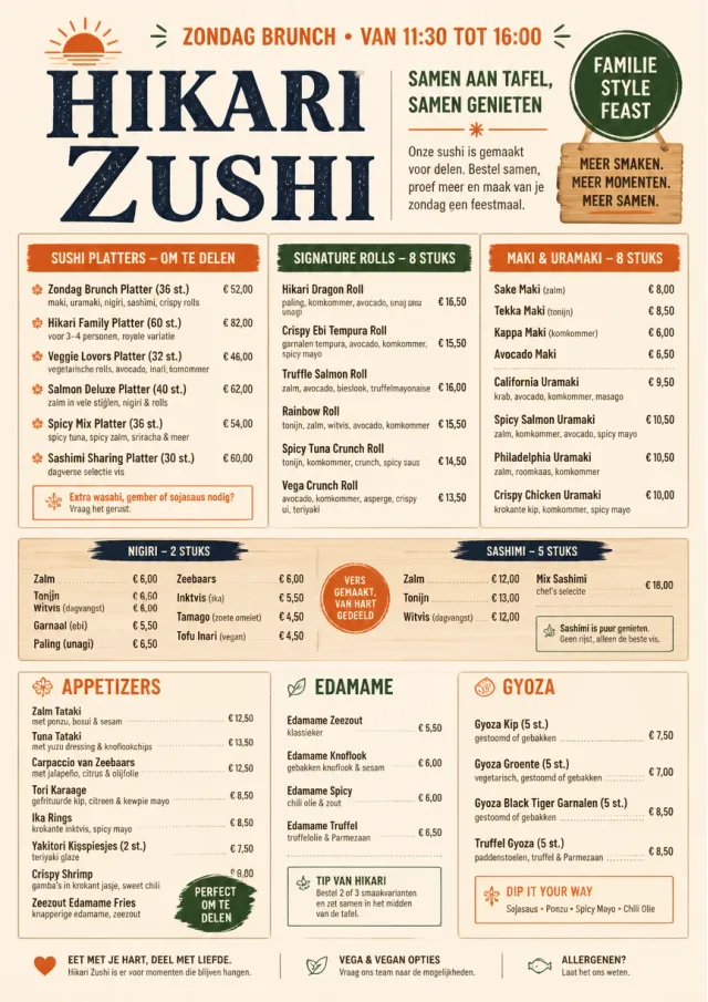 Family Style Feast sushi-menu menu template preview
