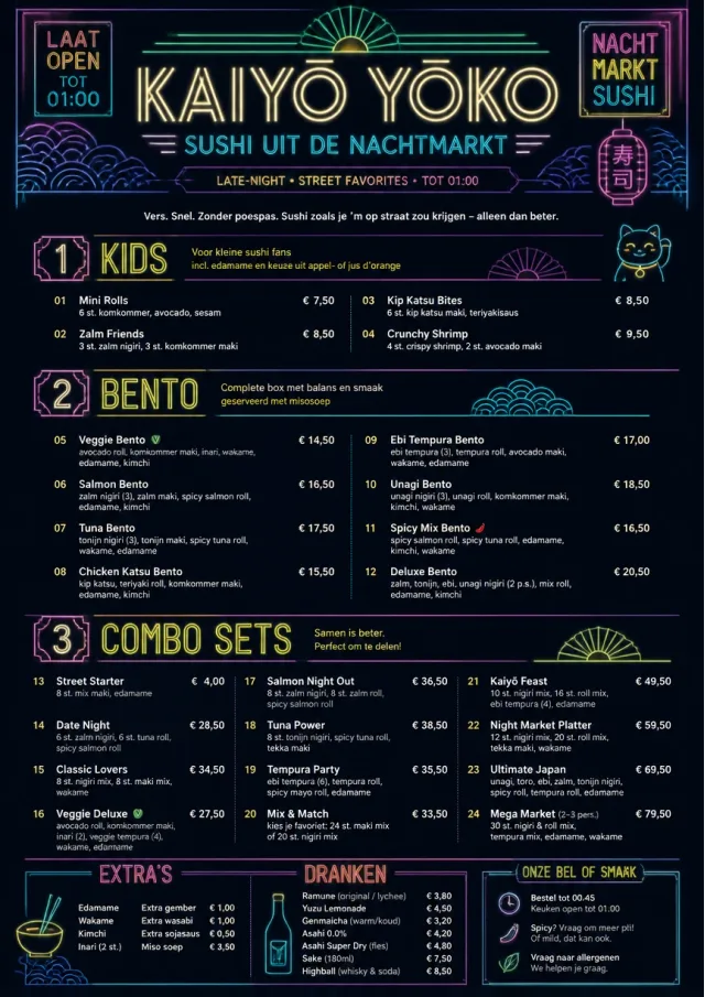 Night Market Neon sushi-menu menu template preview