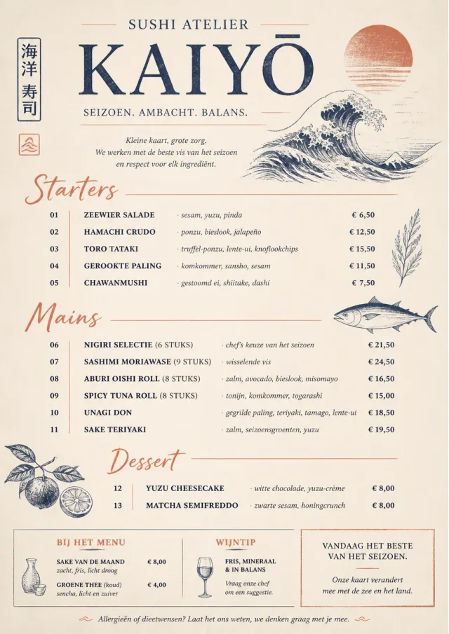 Chef Carte Brève sushi-menu menu template preview