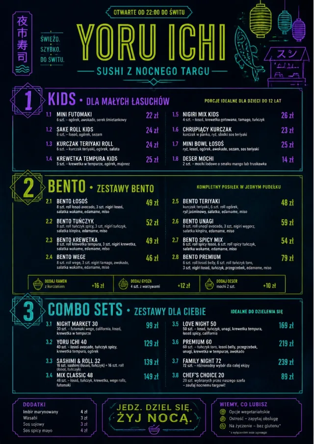 Night Market Neon sushi-menu menu template preview
