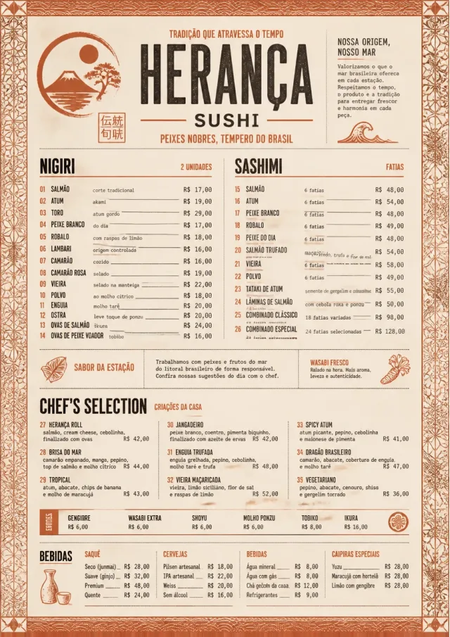 Heritage Tradition sushi-menu menu template preview