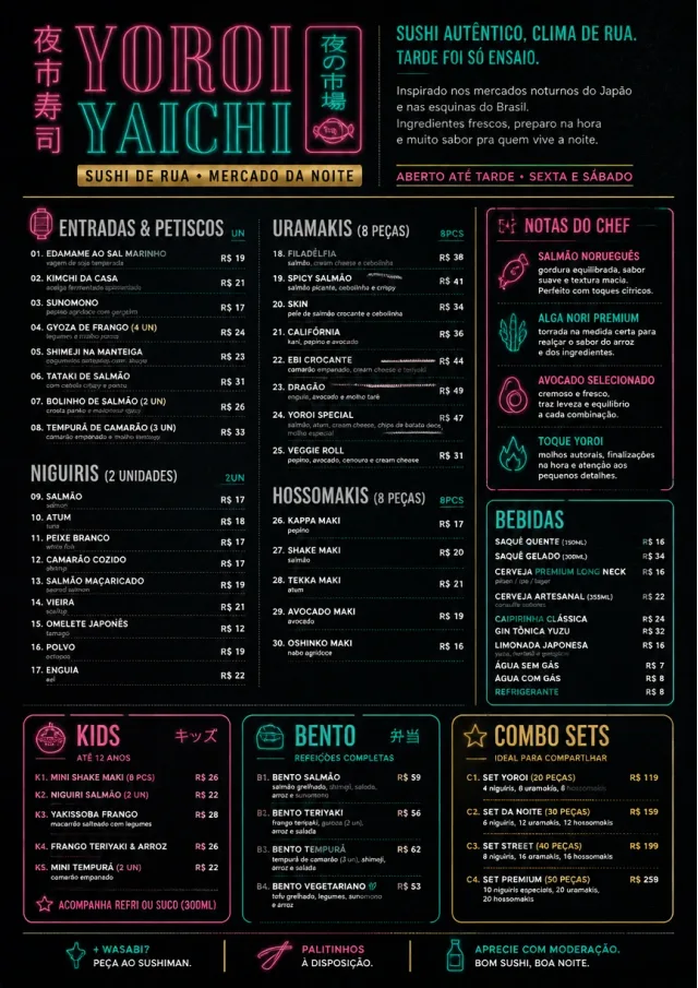 Night Market Neon sushi-menu menu template preview