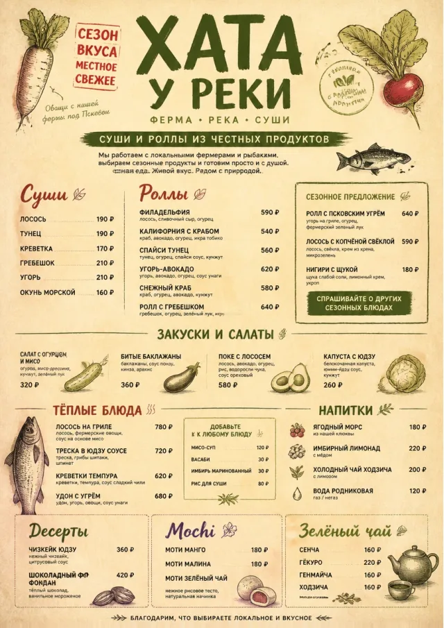 Farm Table Rustic sushi-menu menu template preview