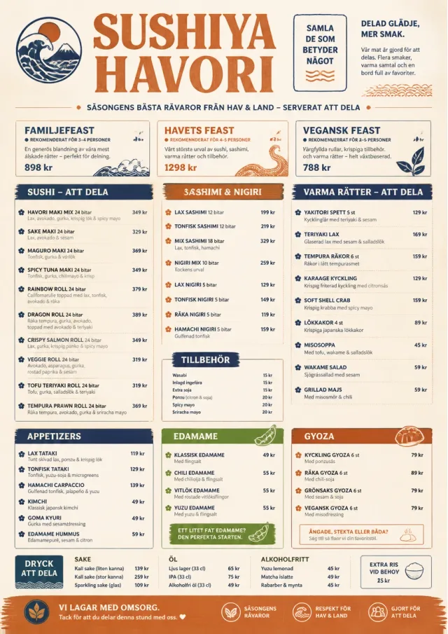 Family Style Feast sushi-menu menu template preview