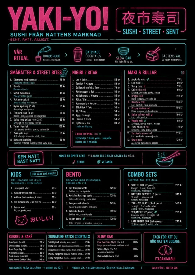 Night Market Neon sushi-menu menu template preview